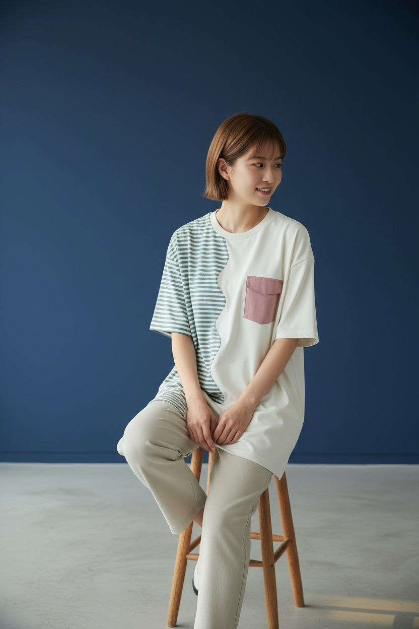 [Pre-order] Marseille Tee (2-Breton Stripe Moonstone) | Hooman (Adult/Kids)