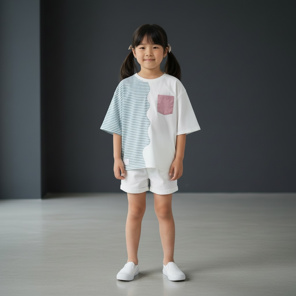 [Pre-order] Marseille Tee (2-Breton Stripe Moonstone) | Hooman (Adult/Kids)