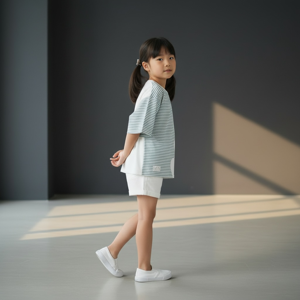 [Pre-order] Marseille Tee (2-Breton Stripe Moonstone) | Hooman (Adult/Kids)