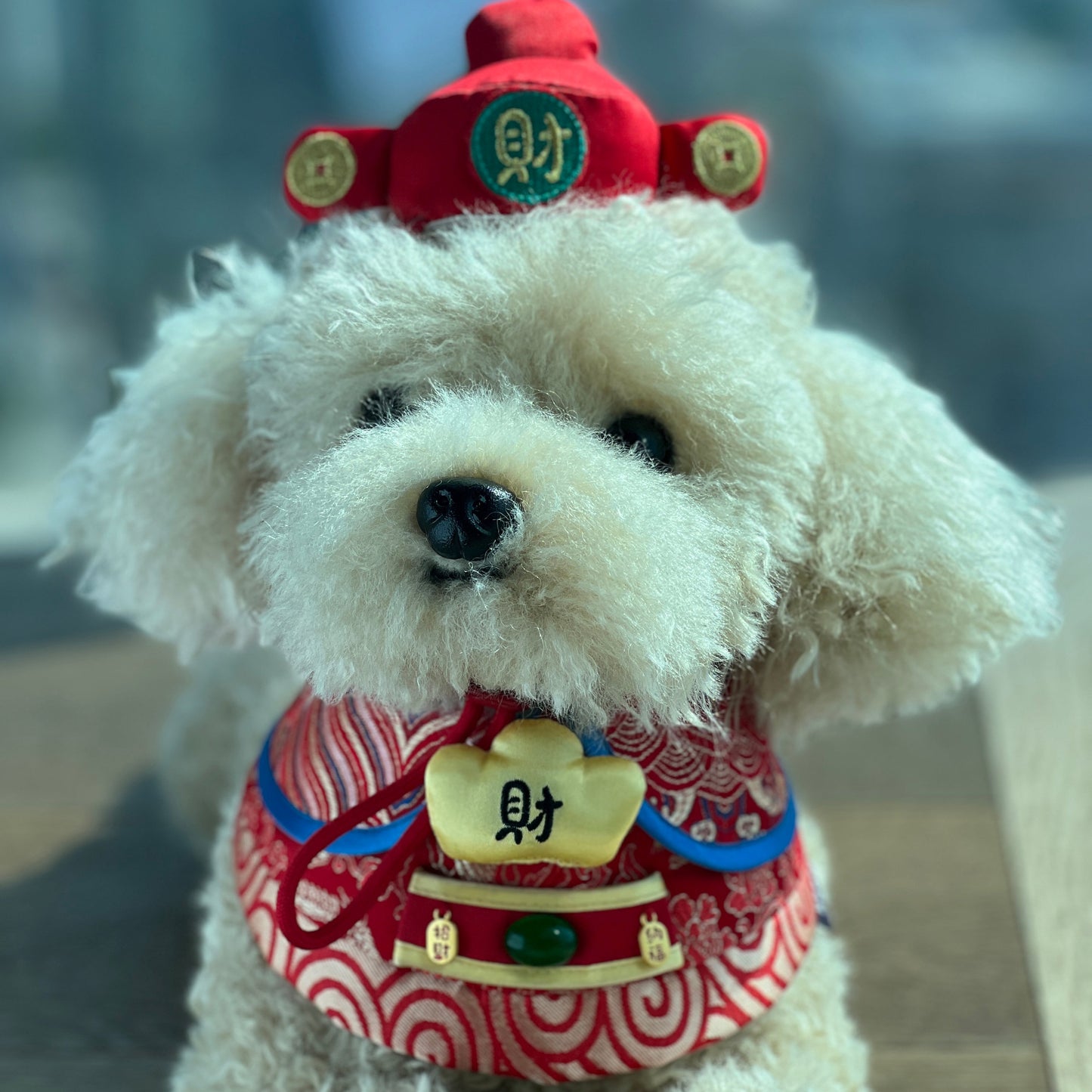 God of Wealth 財神 (Maroon Red) | LNY Hat + Neckwear Set