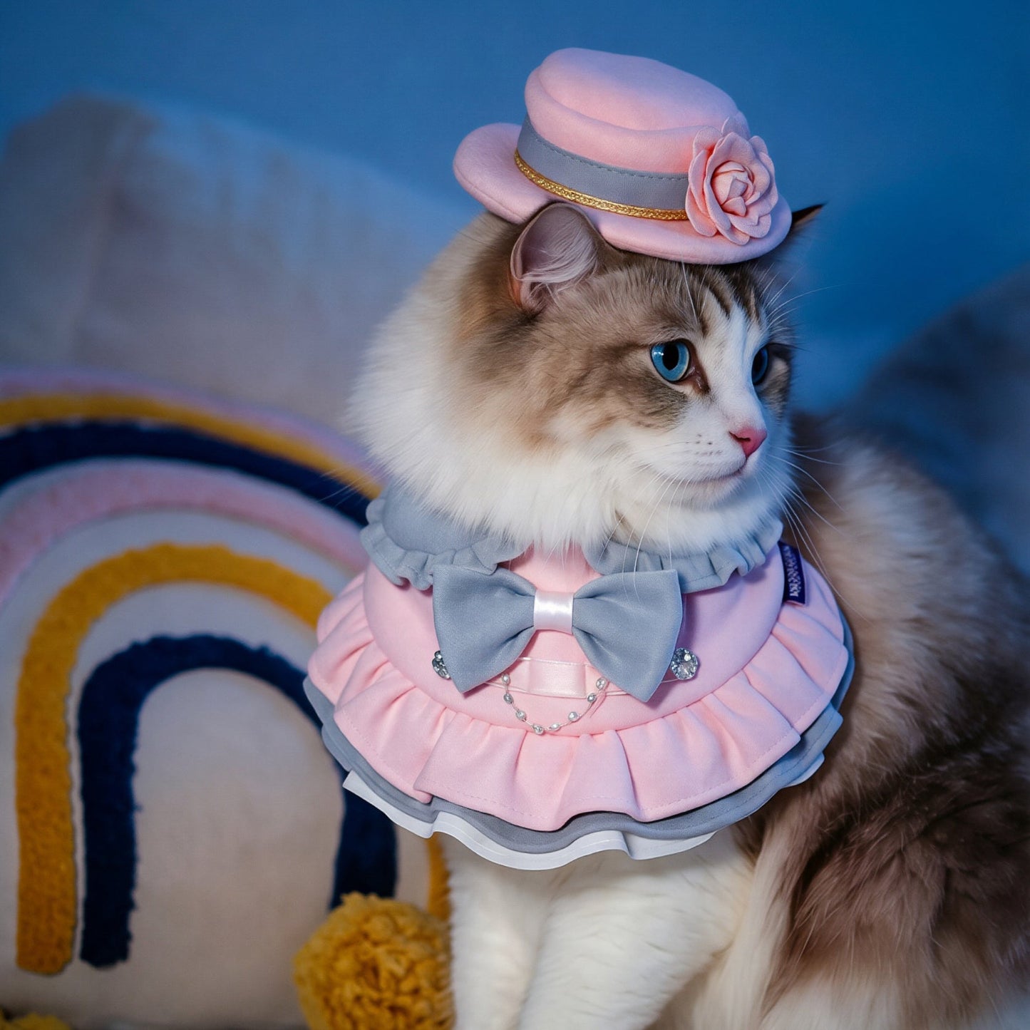 Mayfair (2-Blush Pink & Mist Gray) | Pet Hat