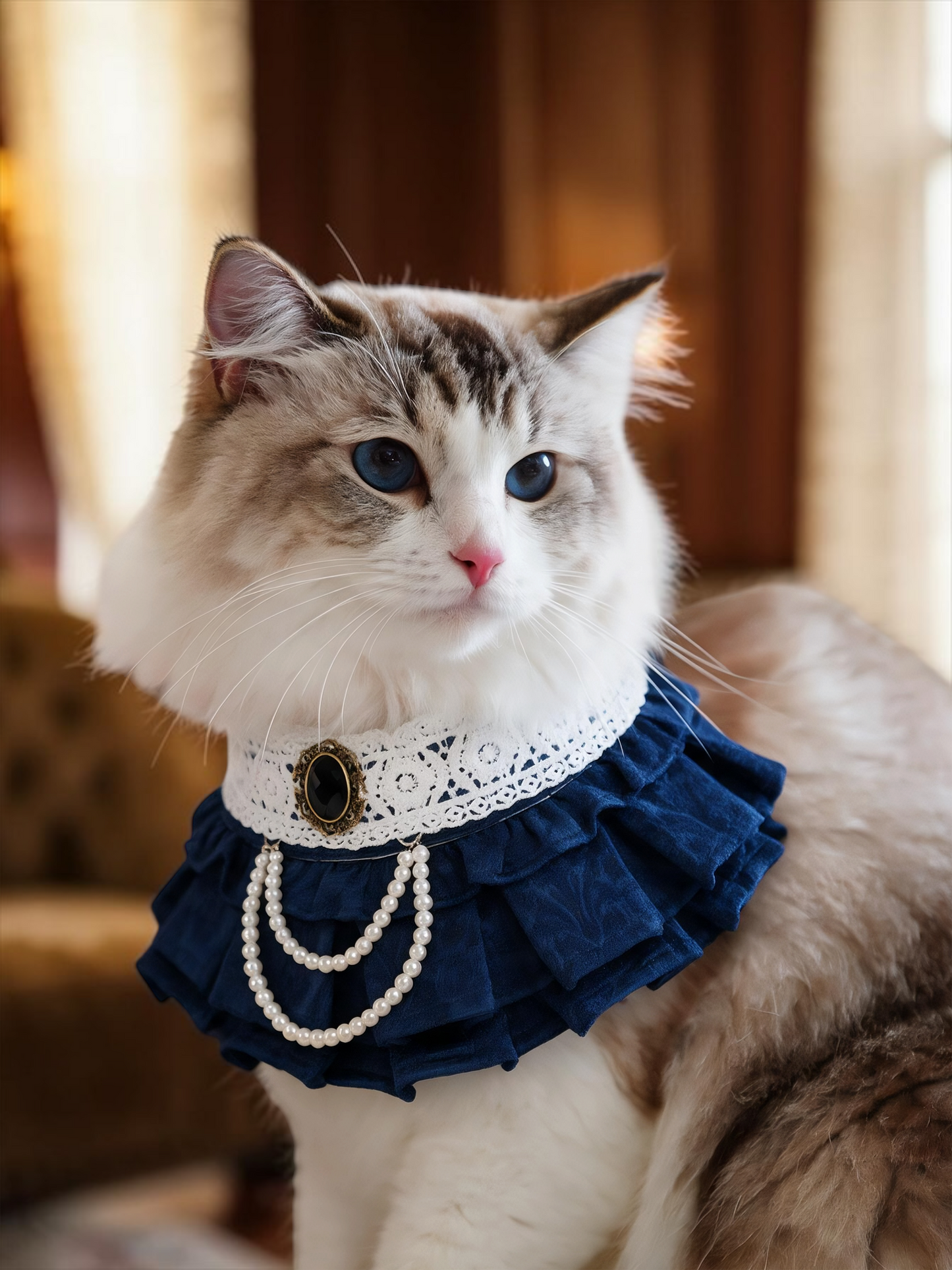 Alexandrina (4-Imperial Sapphire Brocade) | Pet Neckwear
