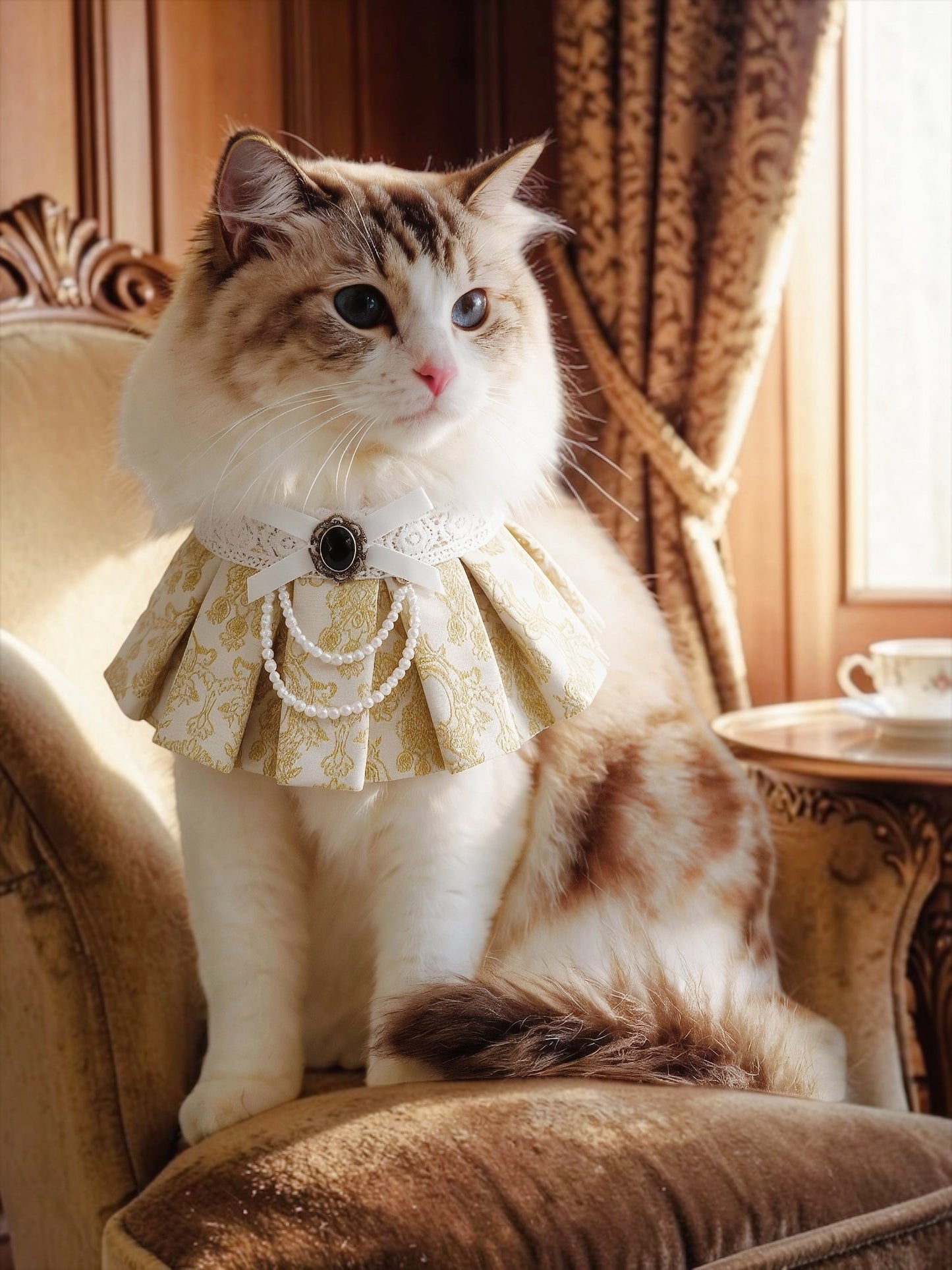 Gwendolen (1-Gilded Vanilla Brocade) | Pet Neckwear