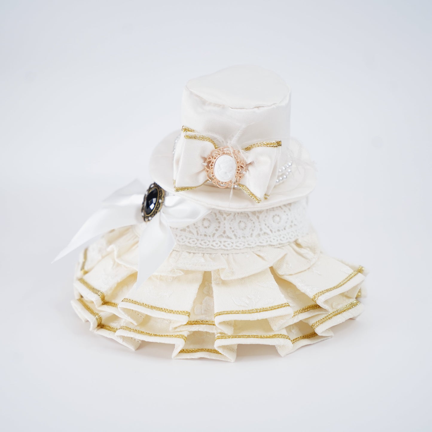 Arabella (1-Bridal Alabaster Satin) | Pet Hat