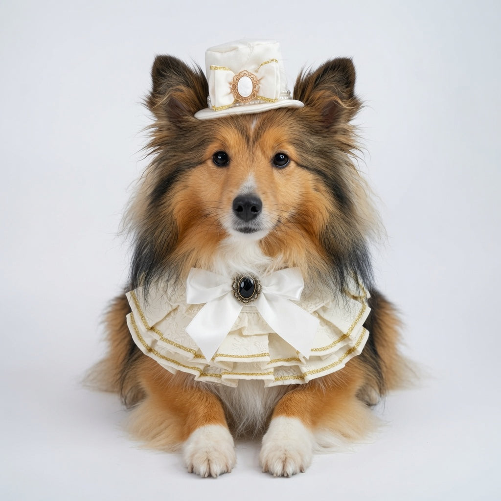 Arabella (1-Bridal Alabaster Satin) | Pet Hat
