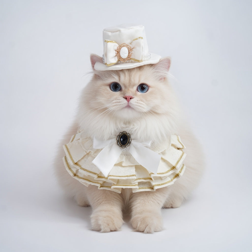 Arabella (1-Bridal Alabaster Satin) | Pet Hat